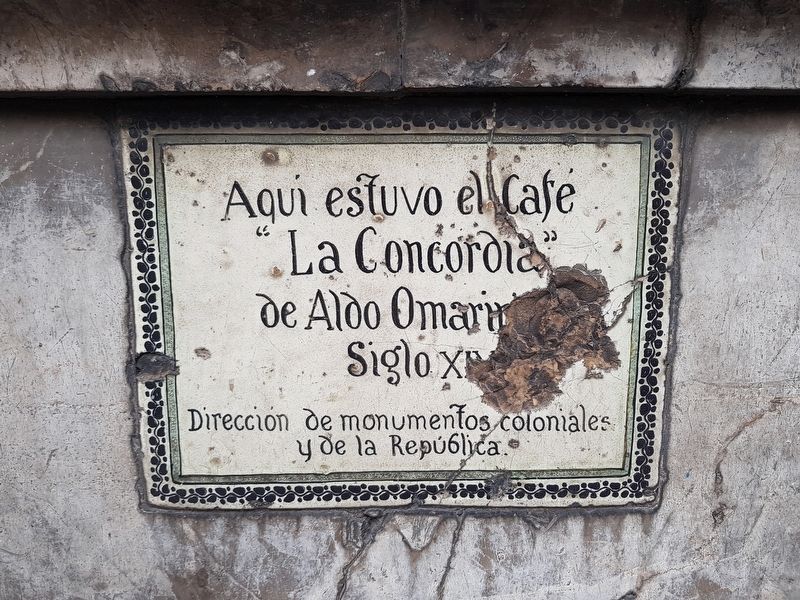 Café La Concordia Marker. Click for full size. Café La Concordia Marker image. Click for full size.