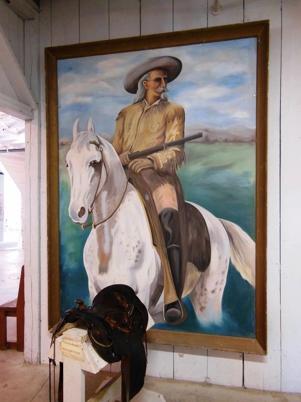 1887 Horse Barn, Scout's Rest Ranch: Buffalo Bill Painting & Saddle (<i>on exhibit inside barn</i>). Click for full size. 1887 Horse Barn, Scout's Rest Ranch: Buffalo Bill Painting & Saddle (<i>on exhibit inside barn</i>) image. Click for full size.