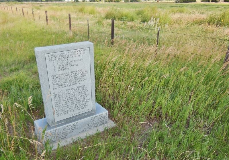 Pony Express Cold Springs Station Marker (<i>side 2; wide view looking east along Walker Road</i>) image. Click for full size.