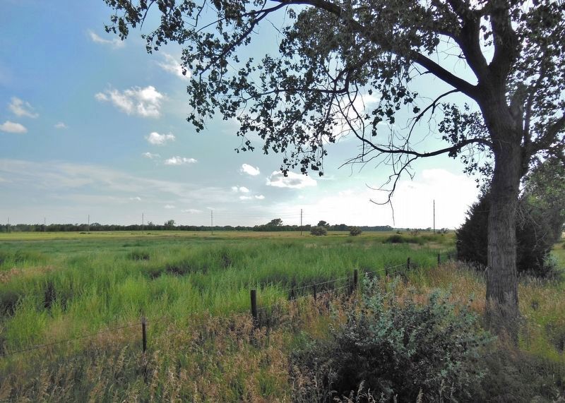 Pony Express Cold Springs Station Marker (<i>view of ranchland beyond marker; looking southwest</i>) image. Click for full size.