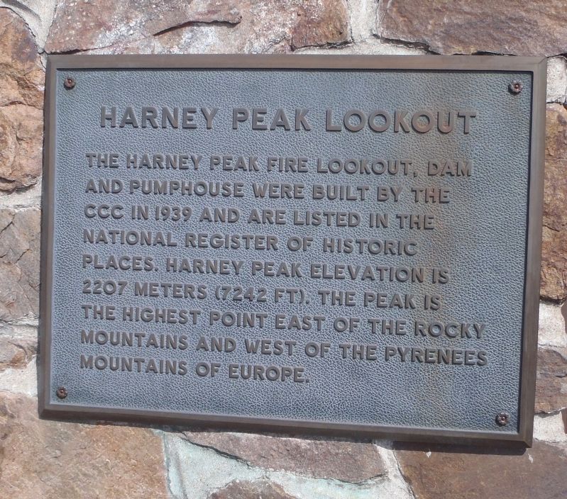 Harney Peak Lookout Marker. Click for more information. Harney Peak Lookout Marker image. Click for more information.
