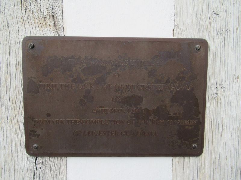 Restoration of Leicester Guildhall Marker. Click for full size. Restoration of Leicester Guildhall Marker image. Click for full size.