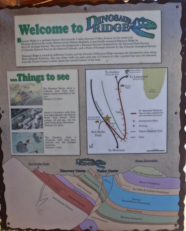 Kiosk at the stsrt of the Dinosaur Ridge Trail. image. Click for full size.