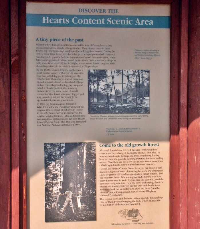 Hearts Content Recreation Area Marker image. Click for full size.