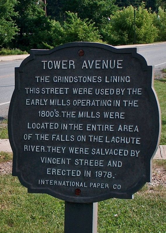 Tower Avenue Grindstones Marker. Click for full size. Tower Avenue Grindstones Marker image. Click for full size.