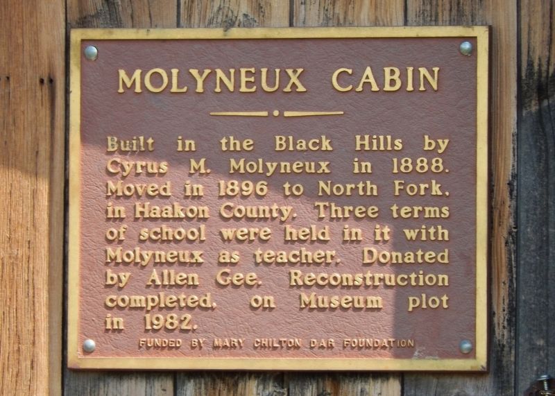 Molyneux Cabin Marker. Click for full size. Molyneux Cabin Marker image. Click for full size.