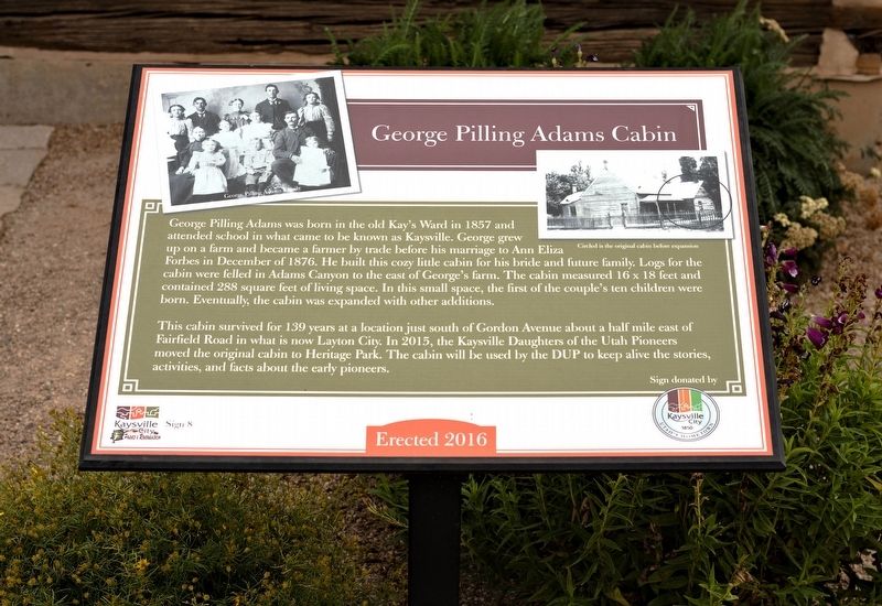 George Pilling Adams Cabin Marker image. Click for full size.