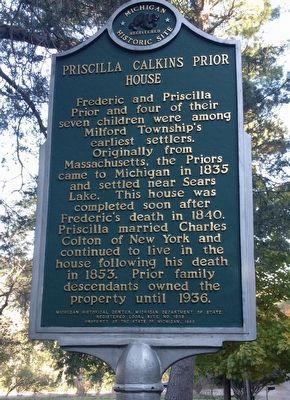 Priscilla Calkins Prior House Marker image. Click for full size.