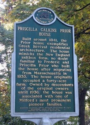 Priscilla Calkins Prior House Marker image. Click for full size.