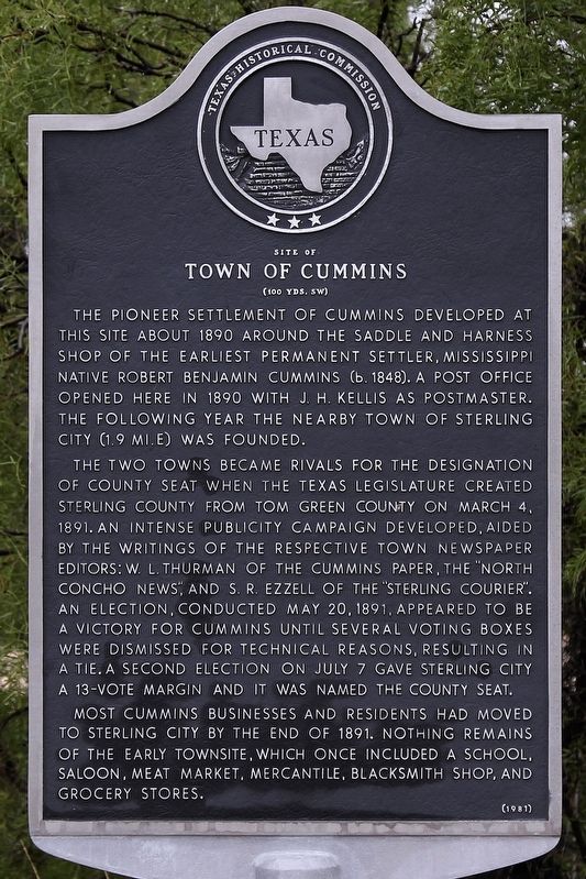 Town of Cummins Marker image. Click for full size.