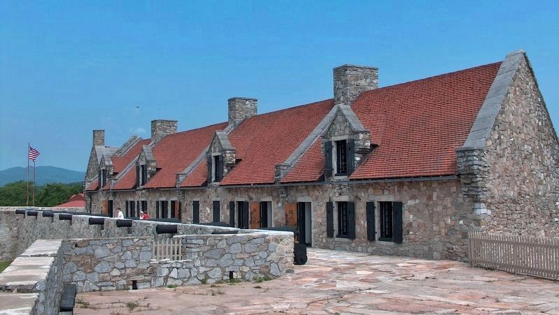 Fort Ticonderoga Officers' Barracks (<i>view from near marker</i>) image. Click for full size.