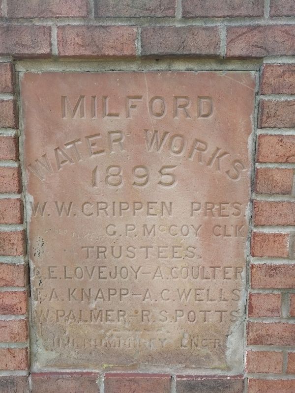 Milford Water Works Building Name Stone image. Click for full size.