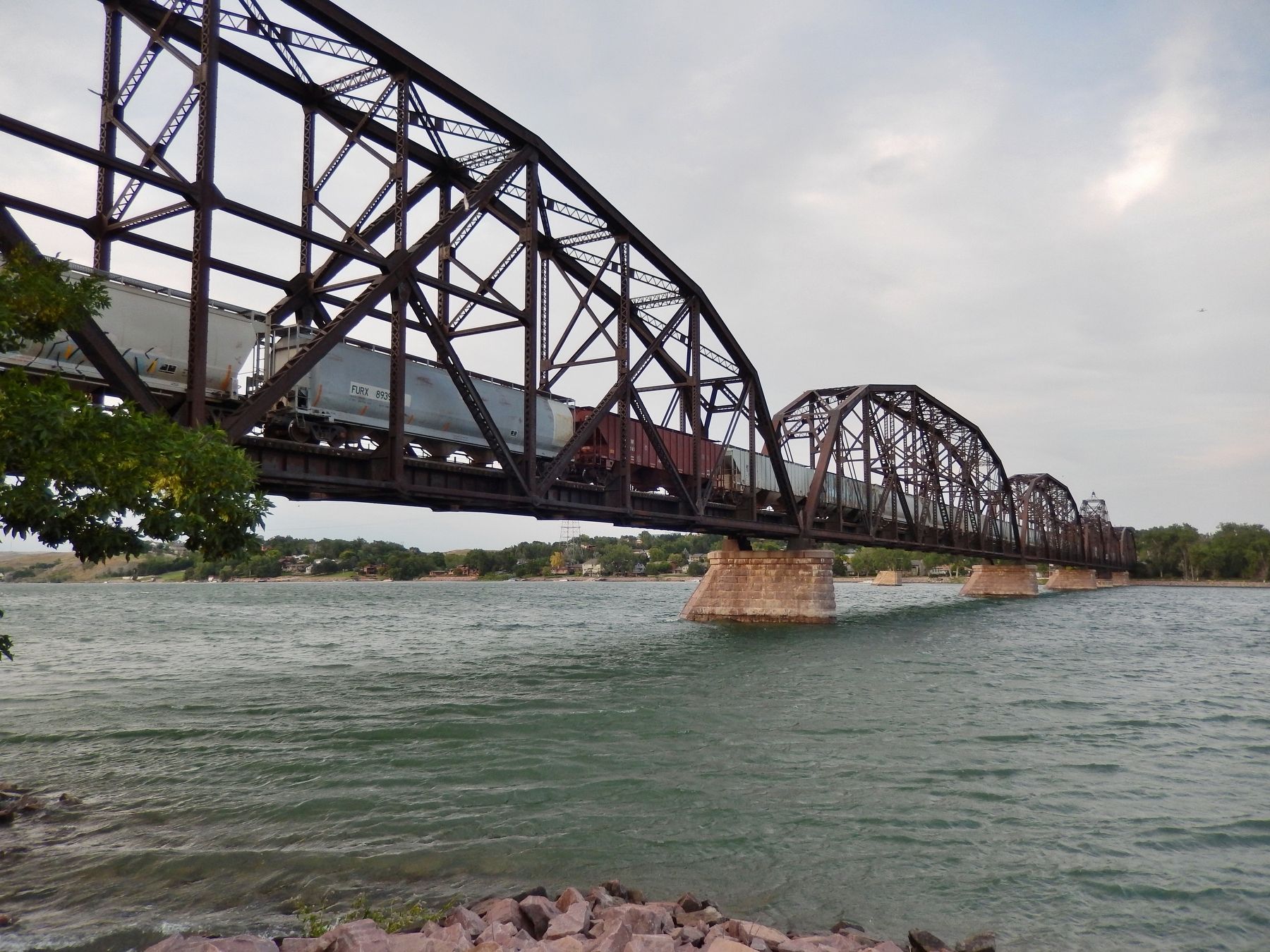 Railroad Bridge across Missouri River (<i>view from marker</i>) image. Click for full size.