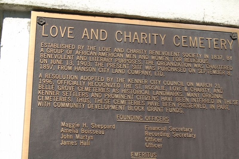 Love and Charity Cemetery Marker. Click for full size. Love and Charity Cemetery Marker image. Click for full size.