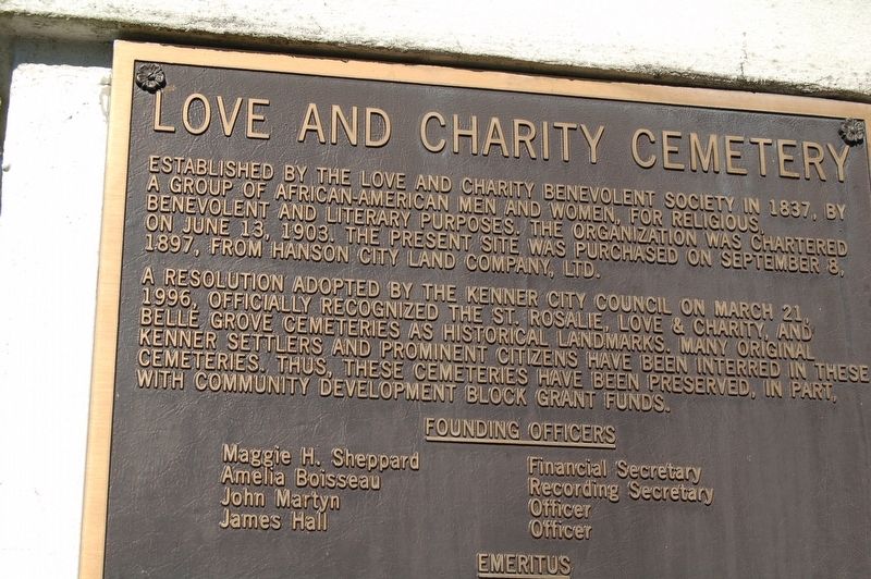 Love and Charity Cemetery Marker image. Click for full size.
