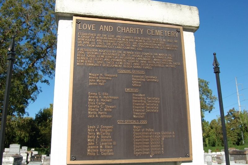 Love and Charity Cemetery Marker. Click for full size. Love and Charity Cemetery Marker image. Click for full size.