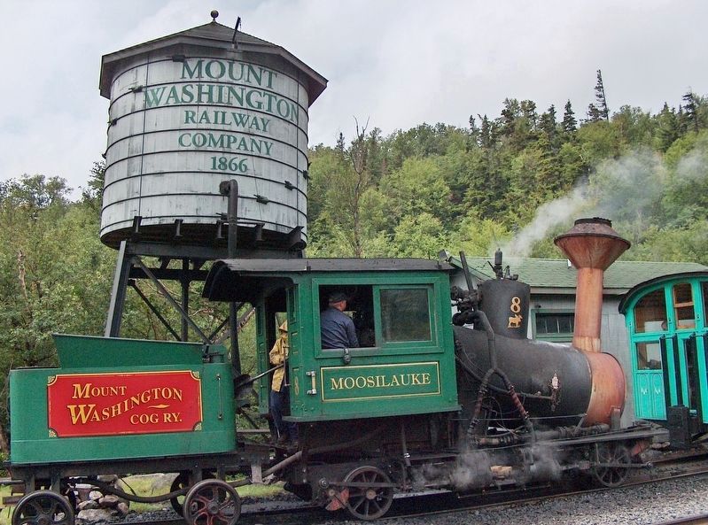 "Moosilauke" - Engine No. 8 (<i>preparing to climb Mount Washington</i>). Click for full size. "Moosilauke" - Engine No. 8 (<i>preparing to climb Mount Washington</i>) image. Click for full size.