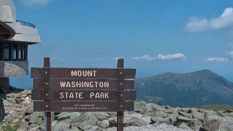 Mount Washington State Park Sign (<i>wide view north from summit</i>) image. Click for full size.