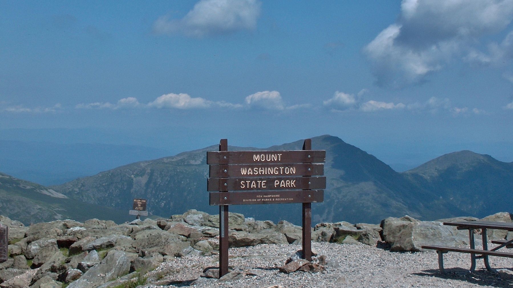 Mount Washington State Park Sign (<i>near marker; northern presidential peaks in background</i>) image. Click for full size.