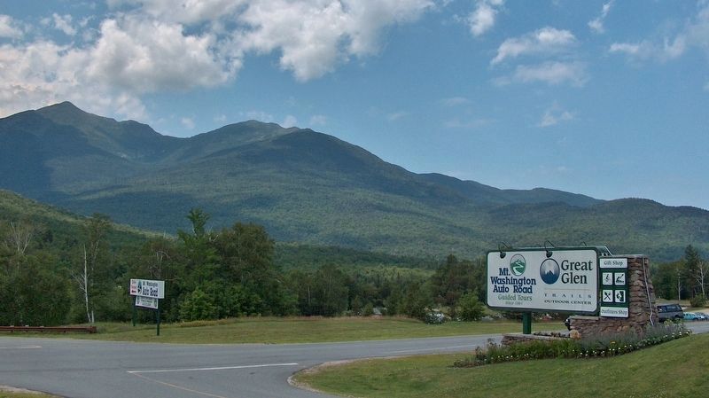 Mount Washington Auto Road Sign & Presidential Range (<i>view from marker</i>) image. Click for full size.