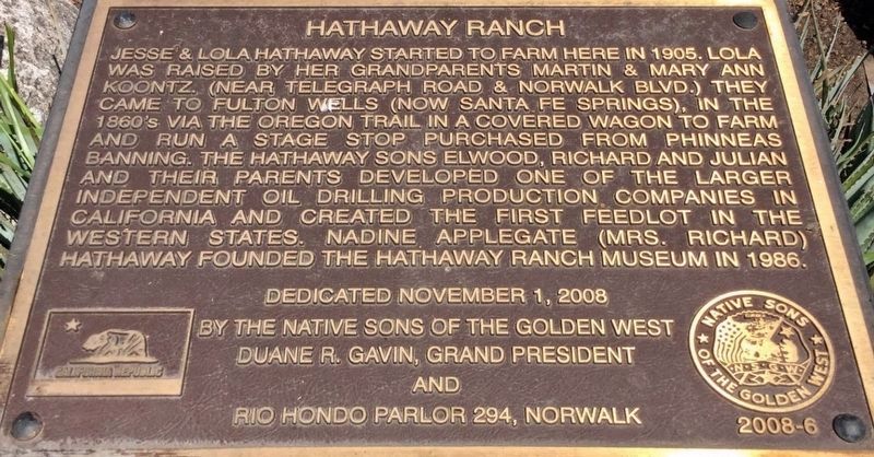 Hathaway Ranch Marker image. Click for full size.