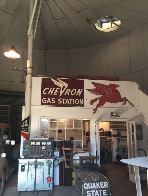Ranch display: Historic gas station assembled inside an old water tank.. Click for more information. Ranch display: Historic gas station assembled inside an old water tank. image. Click for more information.