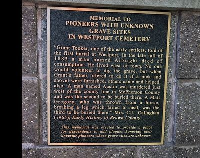 Pioneers with Unknown Grave sites in Westport Cemetery Marker image. Click for full size.