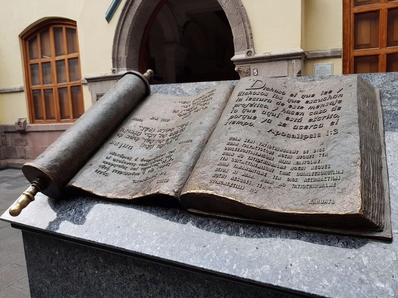 Monument to the Bible near the Holy Trinity Methodist Church. Click for full size. Monument to the Bible near the Holy Trinity Methodist Church image. Click for full size.