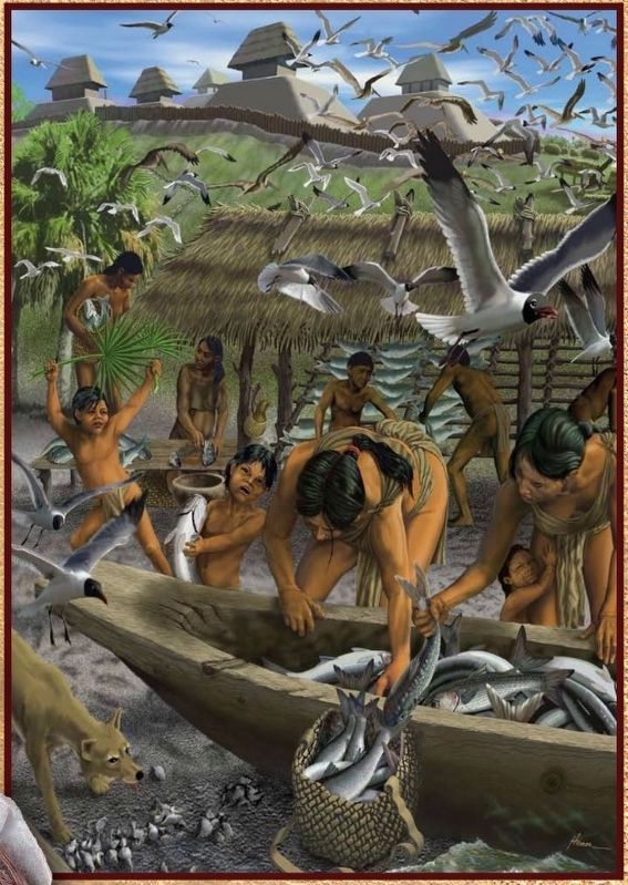 Marker detail: Life in a pre-Columbian Florida coastal village image. Click for full size.