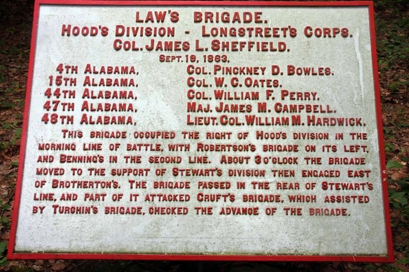 Law's Brigade Marker. Click for full size. Law's Brigade Marker image. Click for full size.