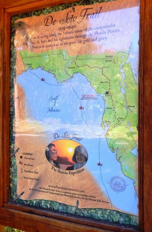 De Soto Trail Map (<i>panel to the left of marker in kiosk</i>). Click for full size. De Soto Trail Map (<i>panel to the left of marker in kiosk</i>) image. Click for full size.