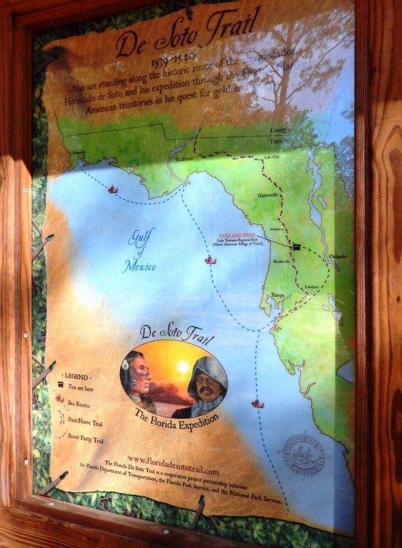De Soto Trail Map (<i>panel to the left of marker in kiosk</i>) image. Click for full size.