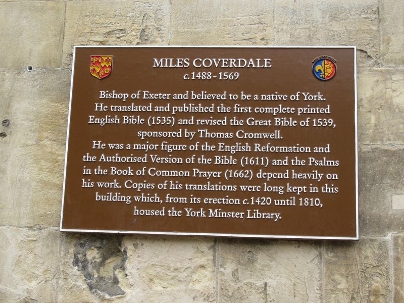 Miles Coverdale Marker. Click for full size. Miles Coverdale Marker image. Click for full size.