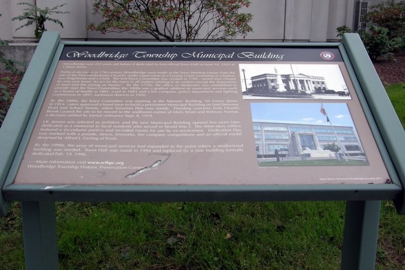 Woodbridge Township Municipal Building Marker image. Click for full size.