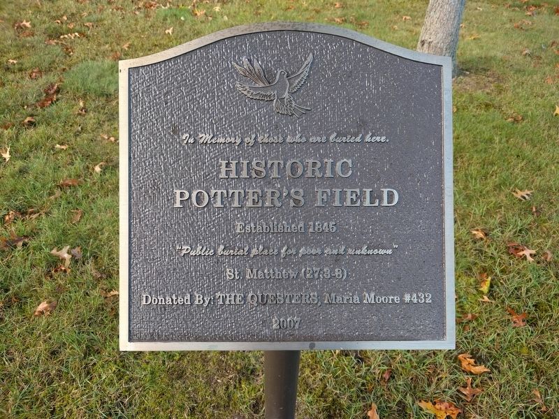 Oak Grove Cemetery - Potter's Field Marker. Click for full size. Oak Grove Cemetery - Potter's Field Marker image. Click for full size.