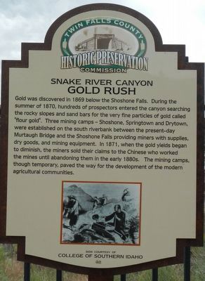 Snake River Canyon Gold Rush Marker image. Click for full size.