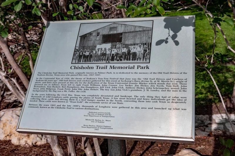 Chisholm Trail Memorial Park Marker image. Click for full size.