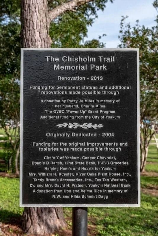 Chisholm Trail Memorial Park Renovation Marker image. Click for full size.