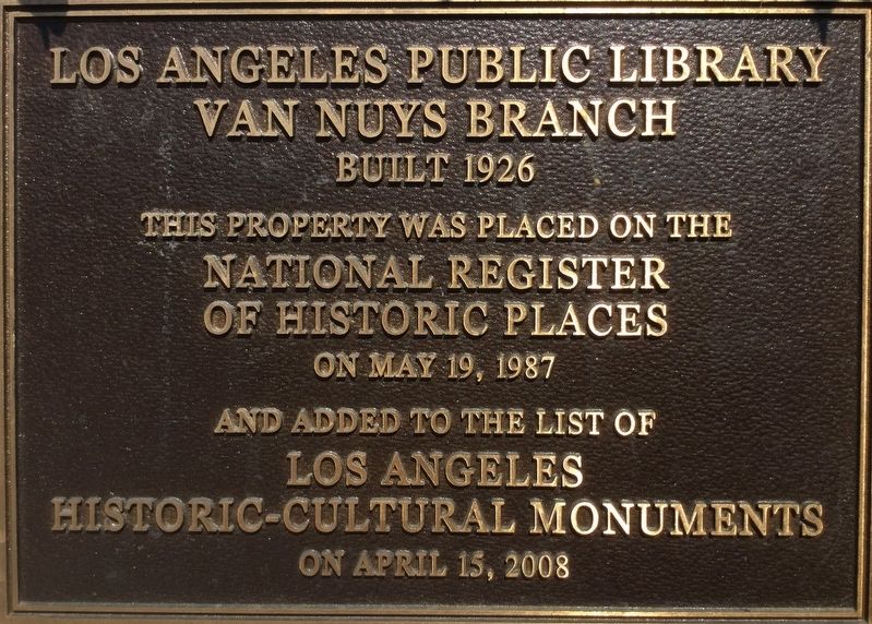Van Nuys Library Marker image. Click for full size.