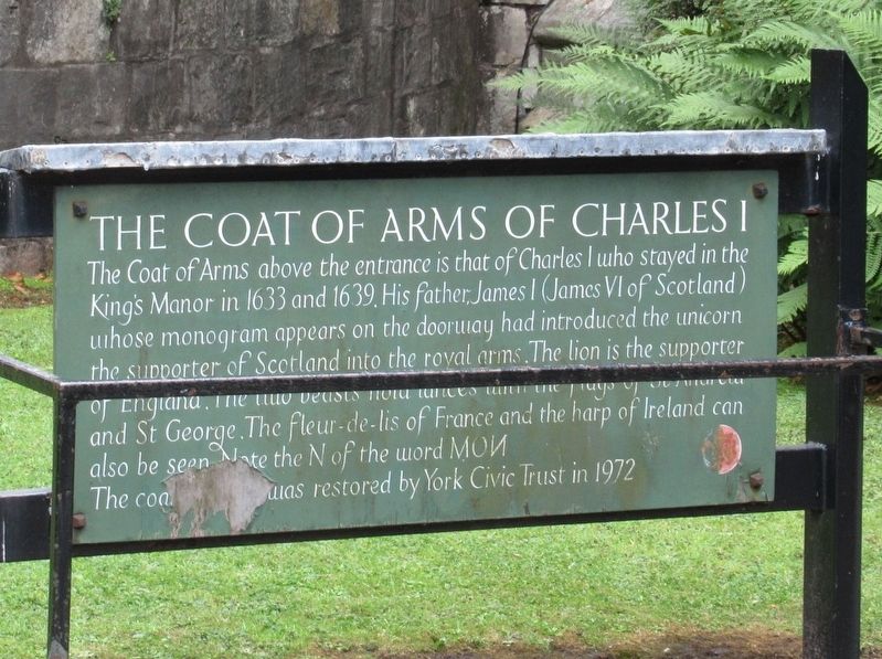 Coat of Arms of Charles I Marker. Click for full size. Coat of Arms of Charles I Marker image. Click for full size.