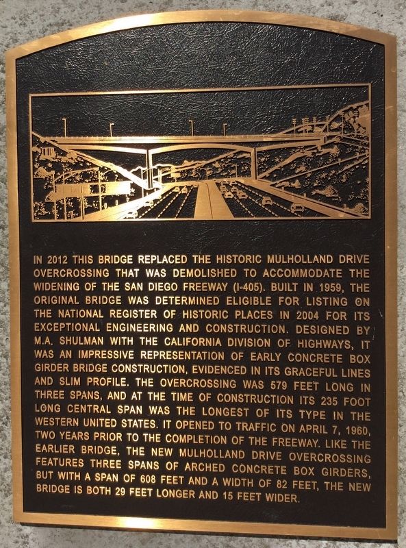 Mulholland Drive Bridge Marker image. Click for full size.