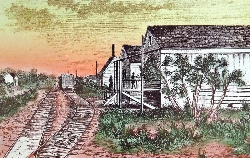 Marker detail: 1870's engraving of St. Marks depot image. Click for full size.