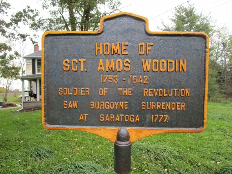 Home of Amos Woodin Marker image. Click for full size.