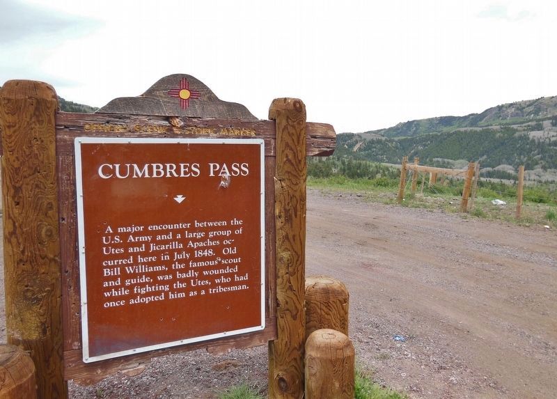 Cumbres Pass Marker (<i>wide view; State Highway 17 in background</i>) image. Click for full size.