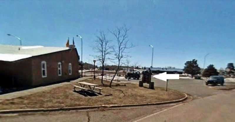 Northern New Mexico Visitor Center (<i>marker visible near parking lot, on right</i>). Click for full size. Northern New Mexico Visitor Center (<i>marker visible near parking lot, on right</i>) image. Click for full size.