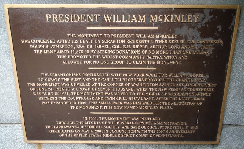 William M<sup><u>c</u></sup>Kinley Rededication Marker image. Click for full size.