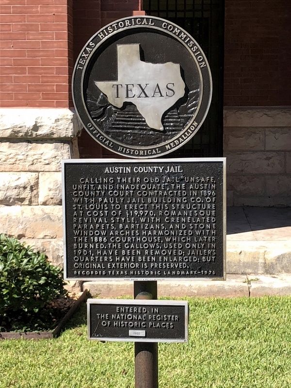 Austin County Jail Marker image. Click for full size.