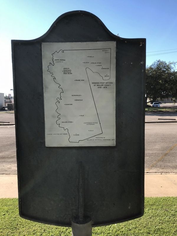 Former Waller County Post Offices Marker Rear image. Click for full size.