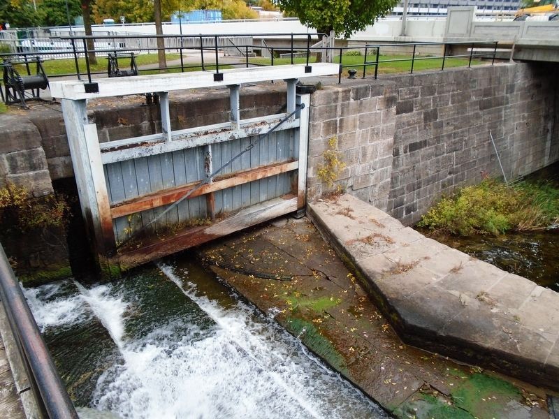 Non-operational Rideau Canal Lock next to Marker. Click for full size. Non-operational Rideau Canal Lock next to Marker image. Click for full size.
