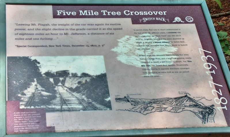 Five Mile Tree Crossover Marker. Click for full size. Five Mile Tree Crossover Marker image. Click for full size.
